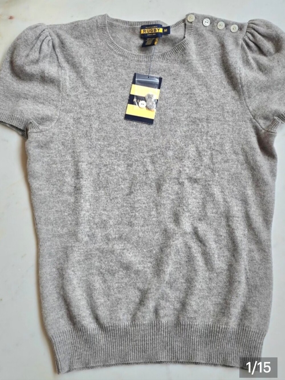 NWT Ralph Lauren Rugby Gray Heather Cashmere Sweater Size Medium